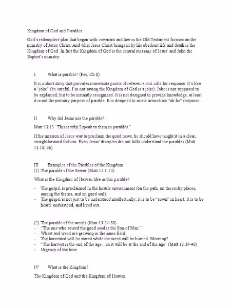 Parabeln über das Königreich Gottes: Ein Fenster zur göttlichen Weisheit Parabeln über das Königreich Gottes: Ein Fenster zur göttlichen Weisheit