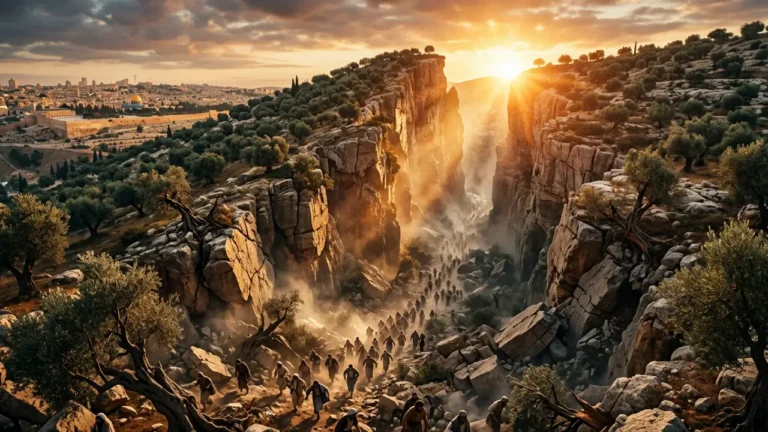 the mount of olives is splitting in half
